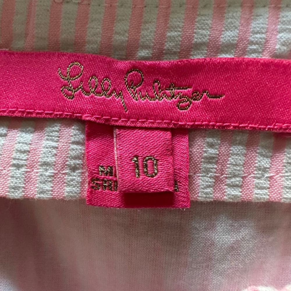 Lilly Pulitzer Faye Pink Seersucker Ruffle Wrap Skort - Cotton Blend‎ Size 10 - Picture 6 of 10